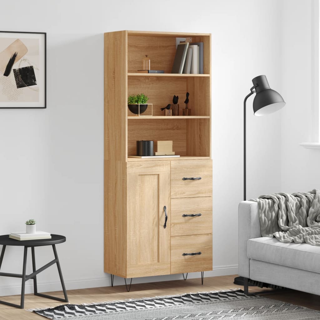 Dulap inalt, stejar sonoma, 69,5x34x180 cm, lemn compozit — imaginea 2