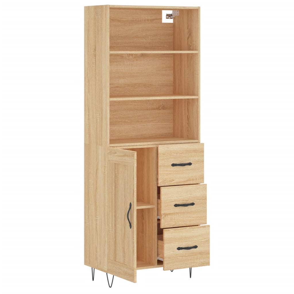 Dulap inalt, stejar sonoma, 69,5x34x180 cm, lemn compozit — imaginea 4