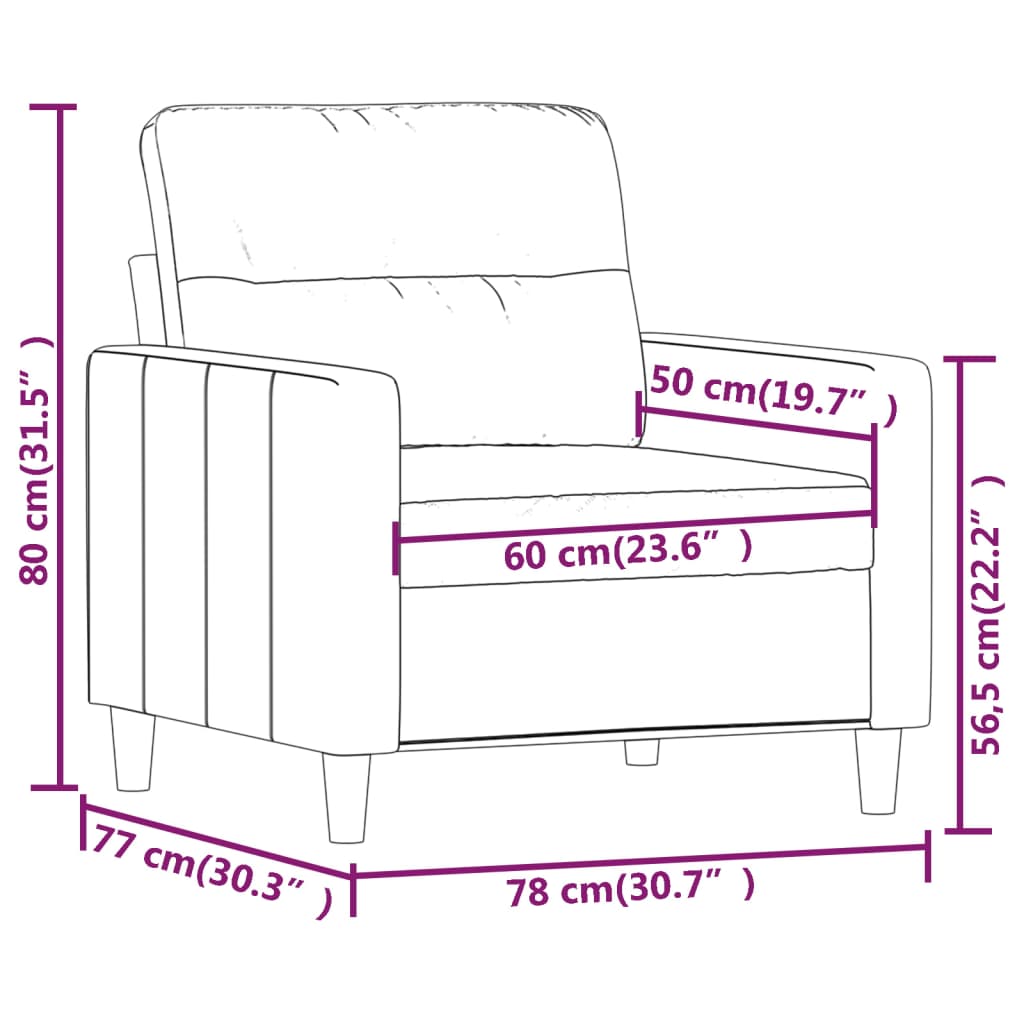 Fotoliu canapea, negru, 60 cm, material textil — imaginea 8