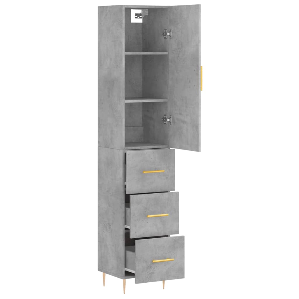 Dulap inalt, gri beton, 34,5x34x180 cm, lemn prelucrat — imaginea 4