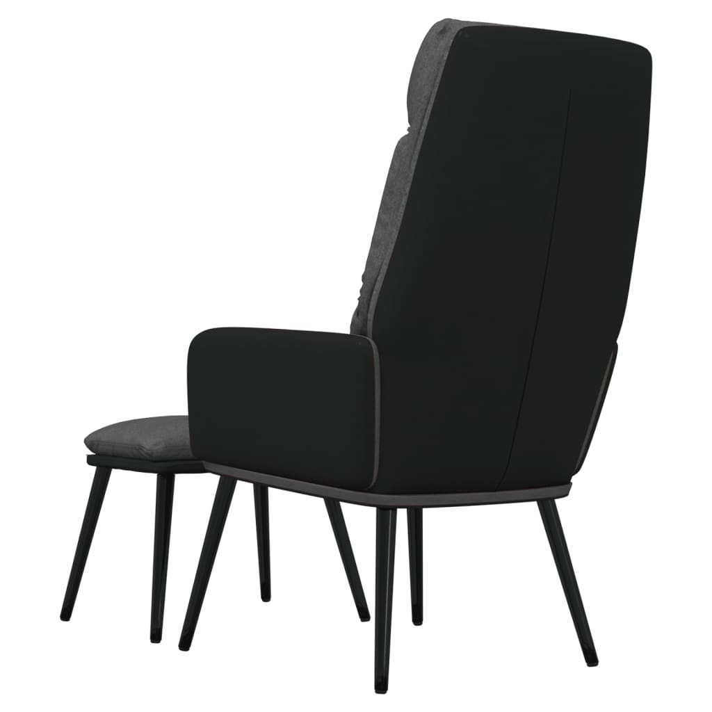 Fotoliu relaxare cu taburet, gri inchis, textil/piele ecologica — imaginea 5
