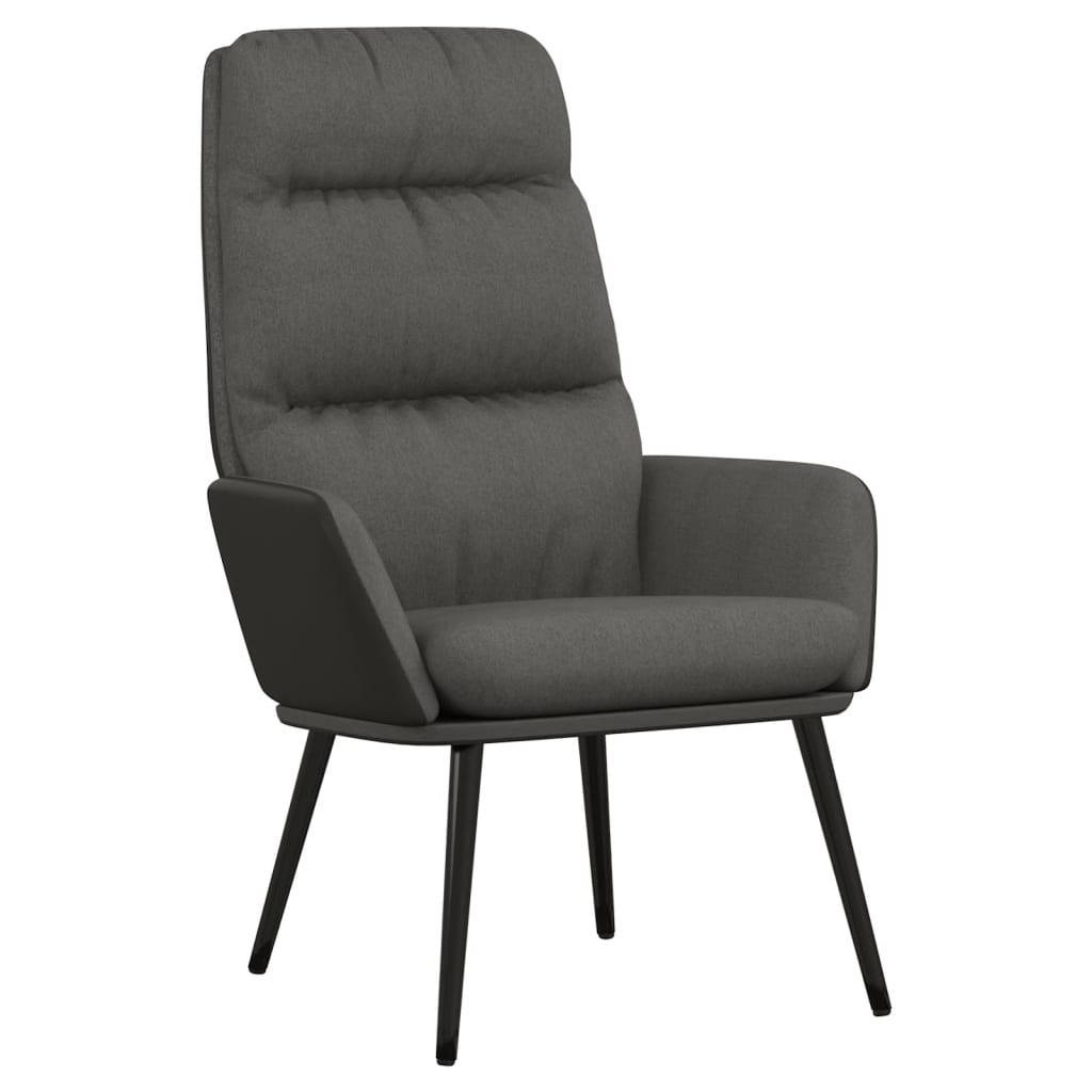 Fotoliu relaxare cu taburet, gri inchis, textil/piele ecologica — imaginea 6