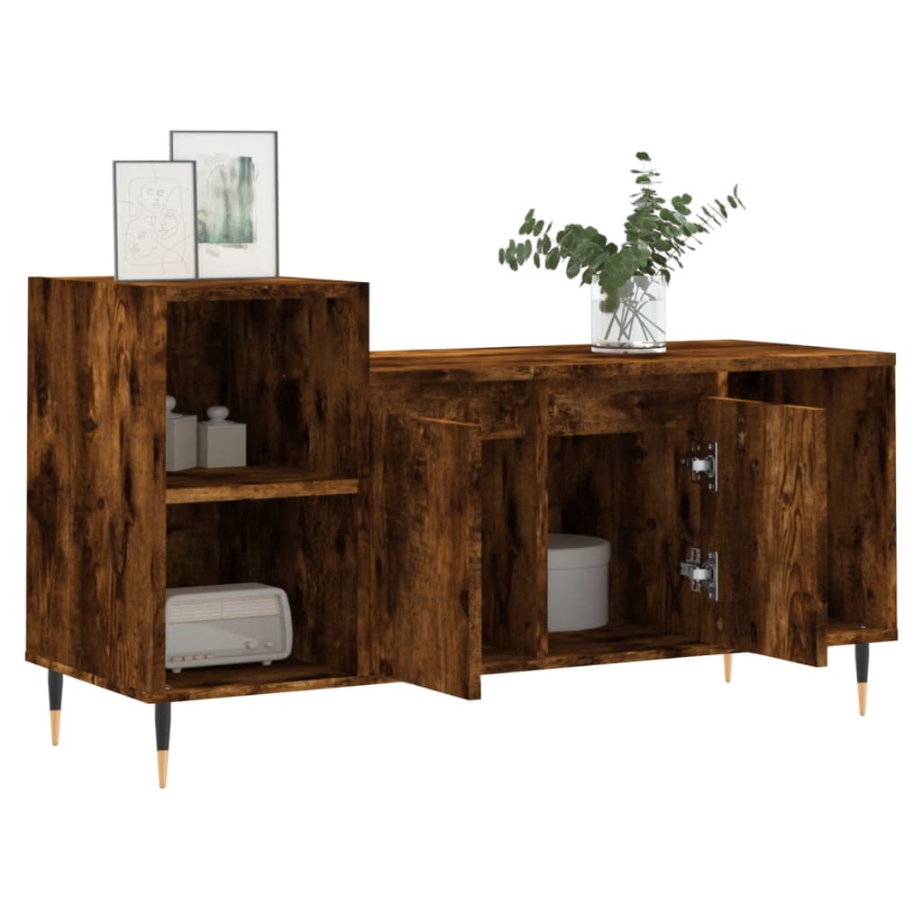Comoda TV, stejar fumuriu, 100x35x55 cm, lemn prelucrat — imaginea 4