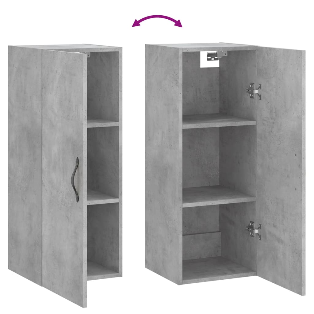 Dulap de perete, gri beton, 34,5x34x90 cm, lemn prelucrat — imaginea 9
