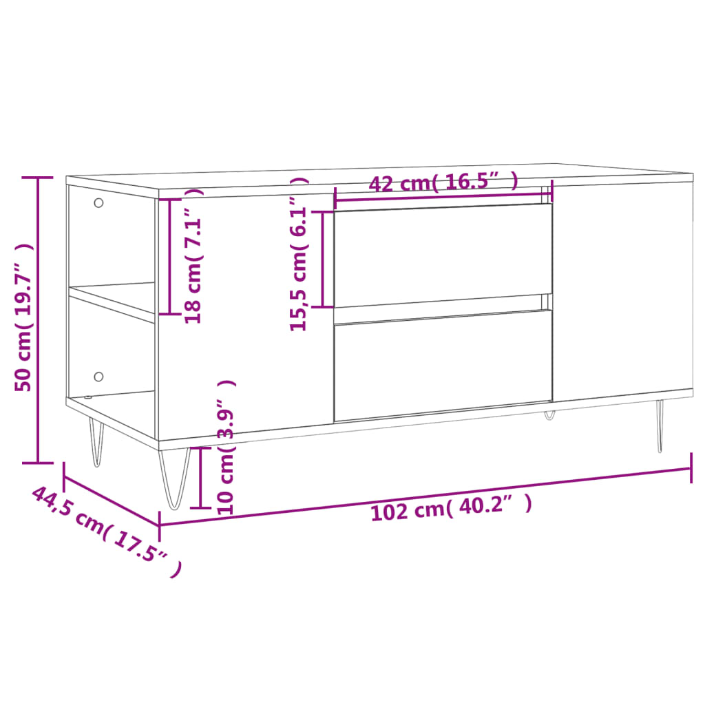 Masuta de cafea, stejar afumat, 102x44,5x50 cm, lemn prelucrat — imaginea 11