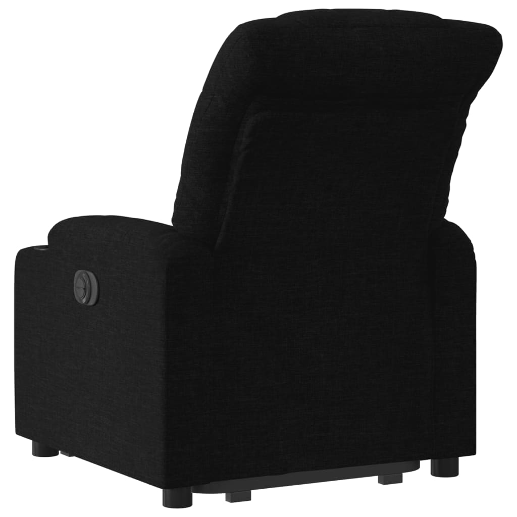 Fotoliu electric rabatabil cu ridicare, negru, textil — imaginea 4