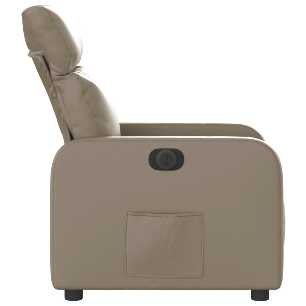 Fotoliu rabatabil electric, cappuccino, piele ecologica — imaginea 9