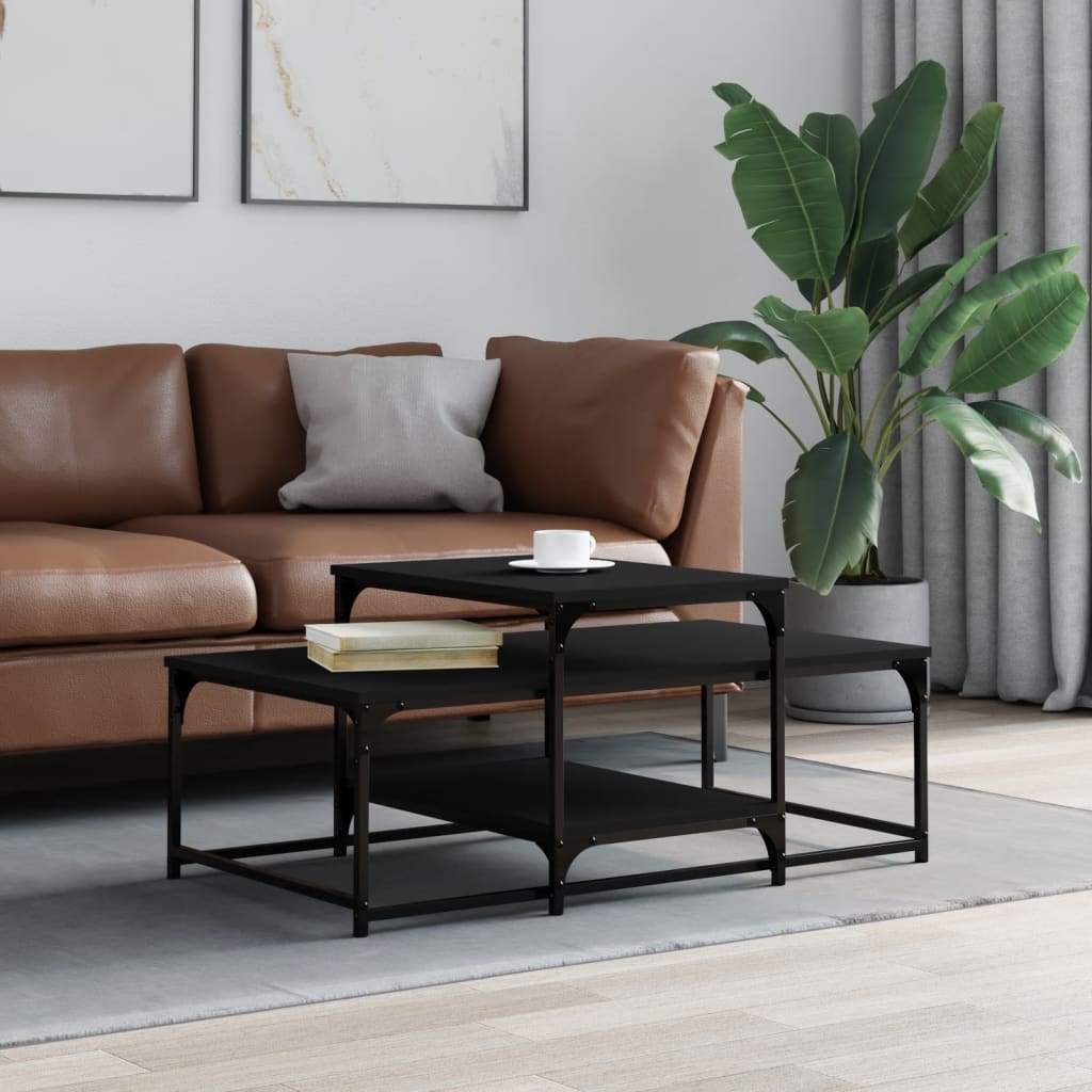 Masuta de cafea, negru, 102x60x45 cm, lemn prelucrat — imaginea 2