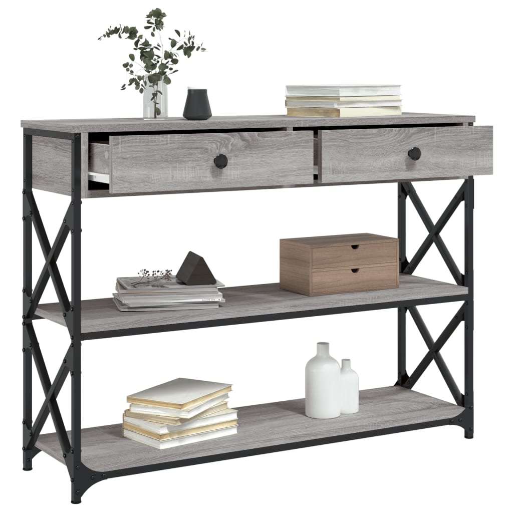 Masuta consola, gri sonoma, 100x28x75 cm, lemn prelucrat — imaginea 4
