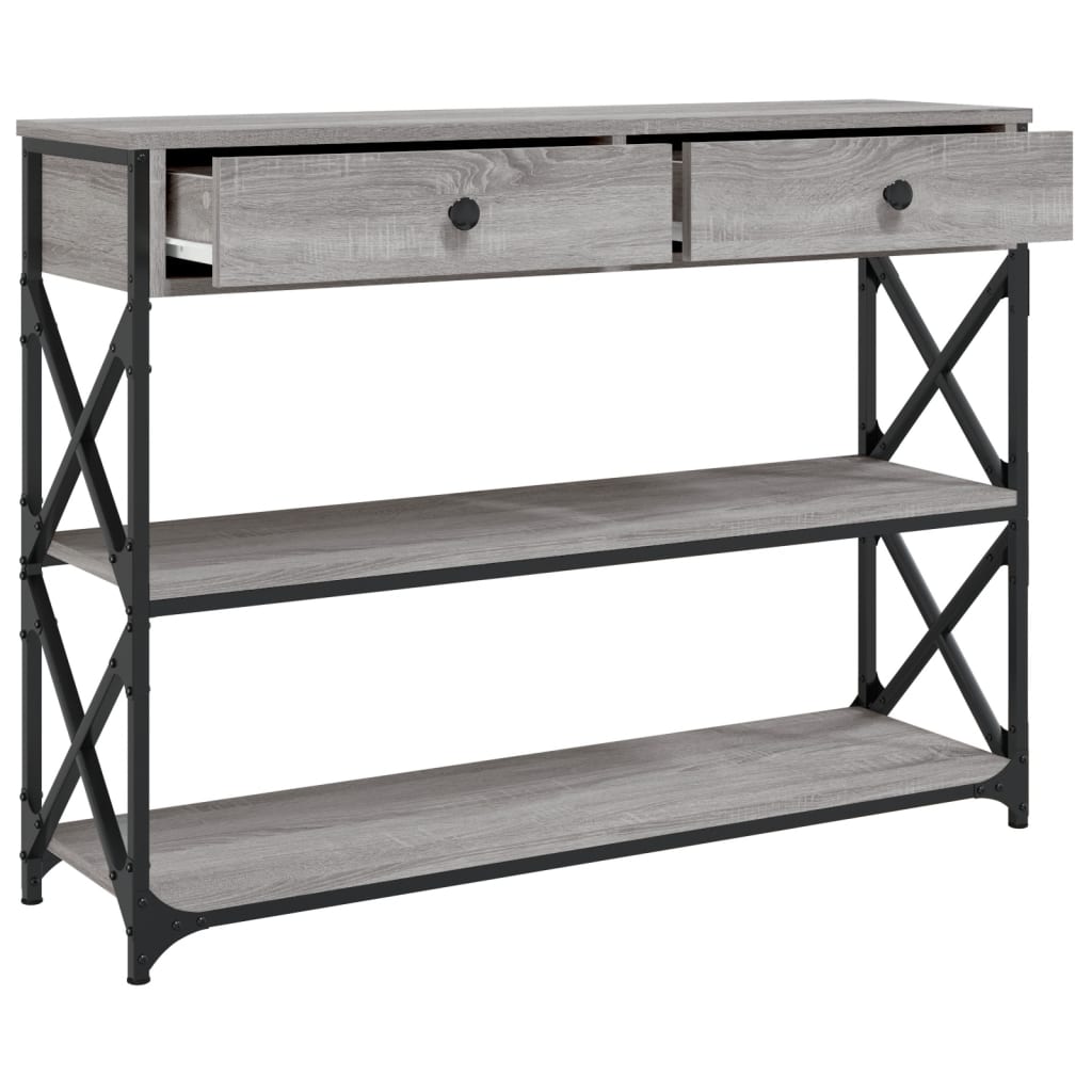 Masuta consola, gri sonoma, 100x28x75 cm, lemn prelucrat — imaginea 5