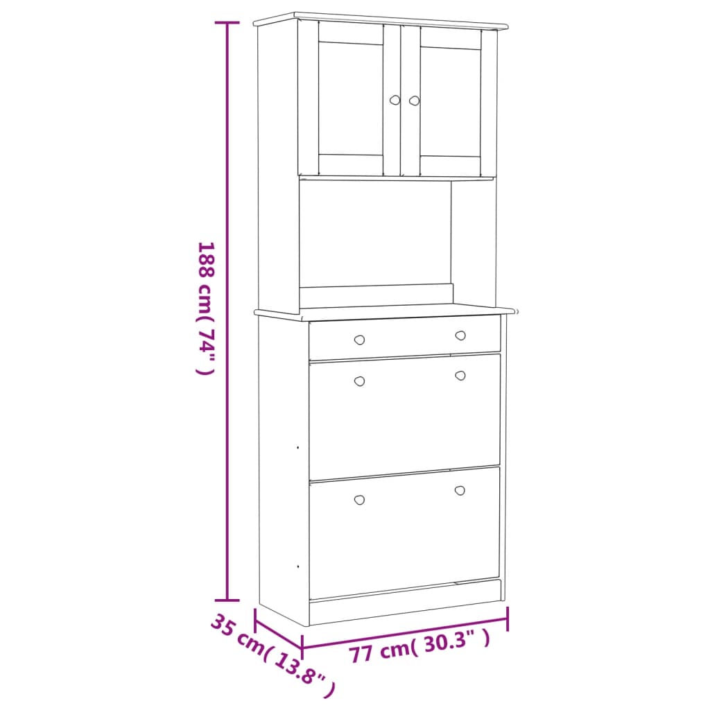 Dulap inalt ALTA, 77x35x188 cm, lemn masiv de pin — imaginea 11