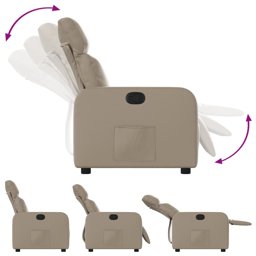Fotoliu rabatabil, cappuccino, piele ecologica — imaginea 4