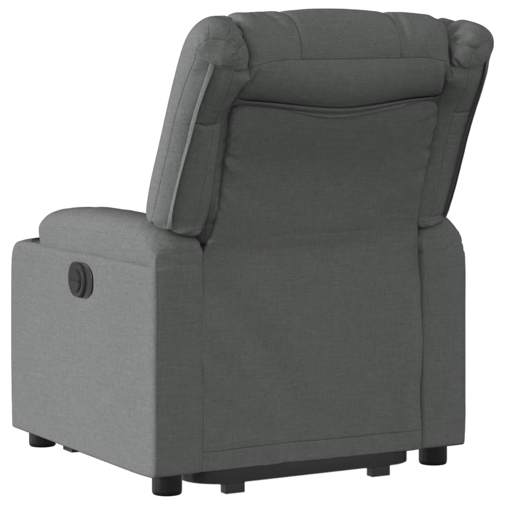 Fotoliu electric rabatabil cu ridicare, gri inchis, textil — imaginea 4