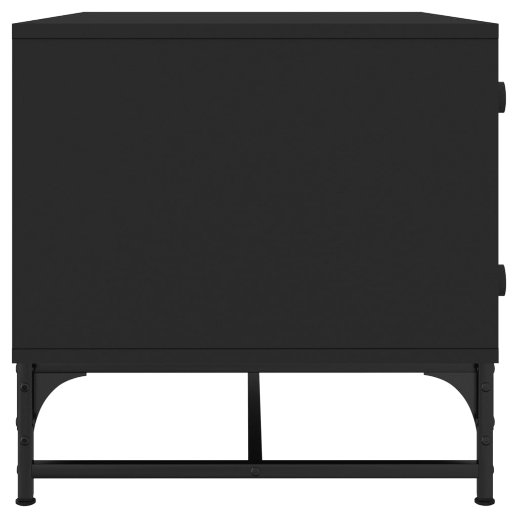 Masuta de cafea cu usi din sticla, negru, 68,5x50x50 cm — imaginea 6