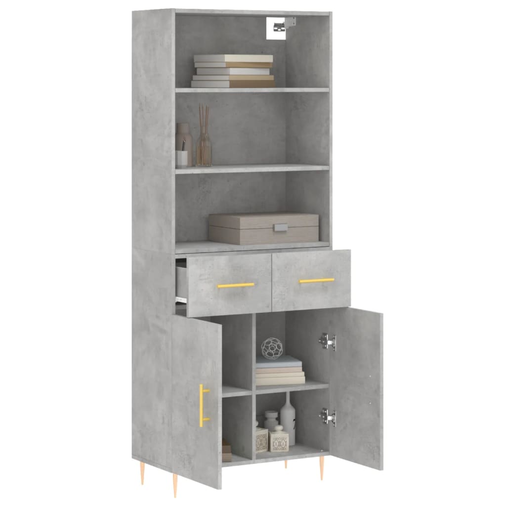 Dulap inalt, gri beton, 69,5x34x180, lemn compozit — imaginea 3