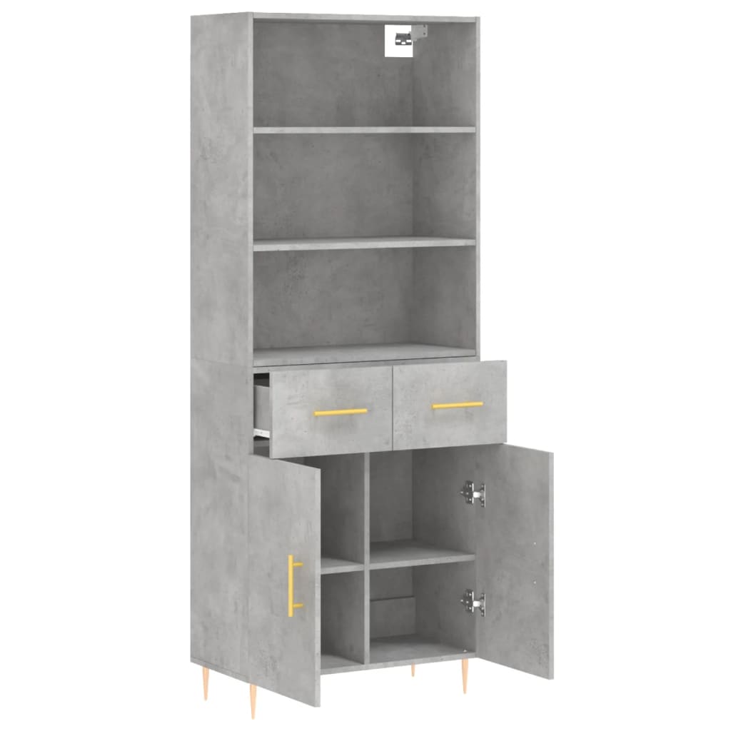 Dulap inalt, gri beton, 69,5x34x180, lemn compozit — imaginea 4