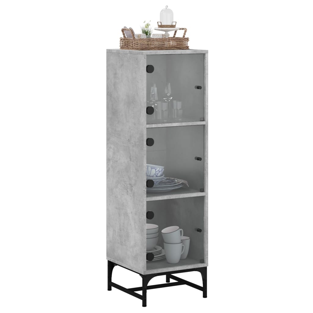 Dulap cu usi din sticla, gri beton, 35x37x120 cm — imaginea 4