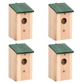 Bird & Wildlife Houses Casute de pasari, 4 buc., 12x12x22 cm, lemn