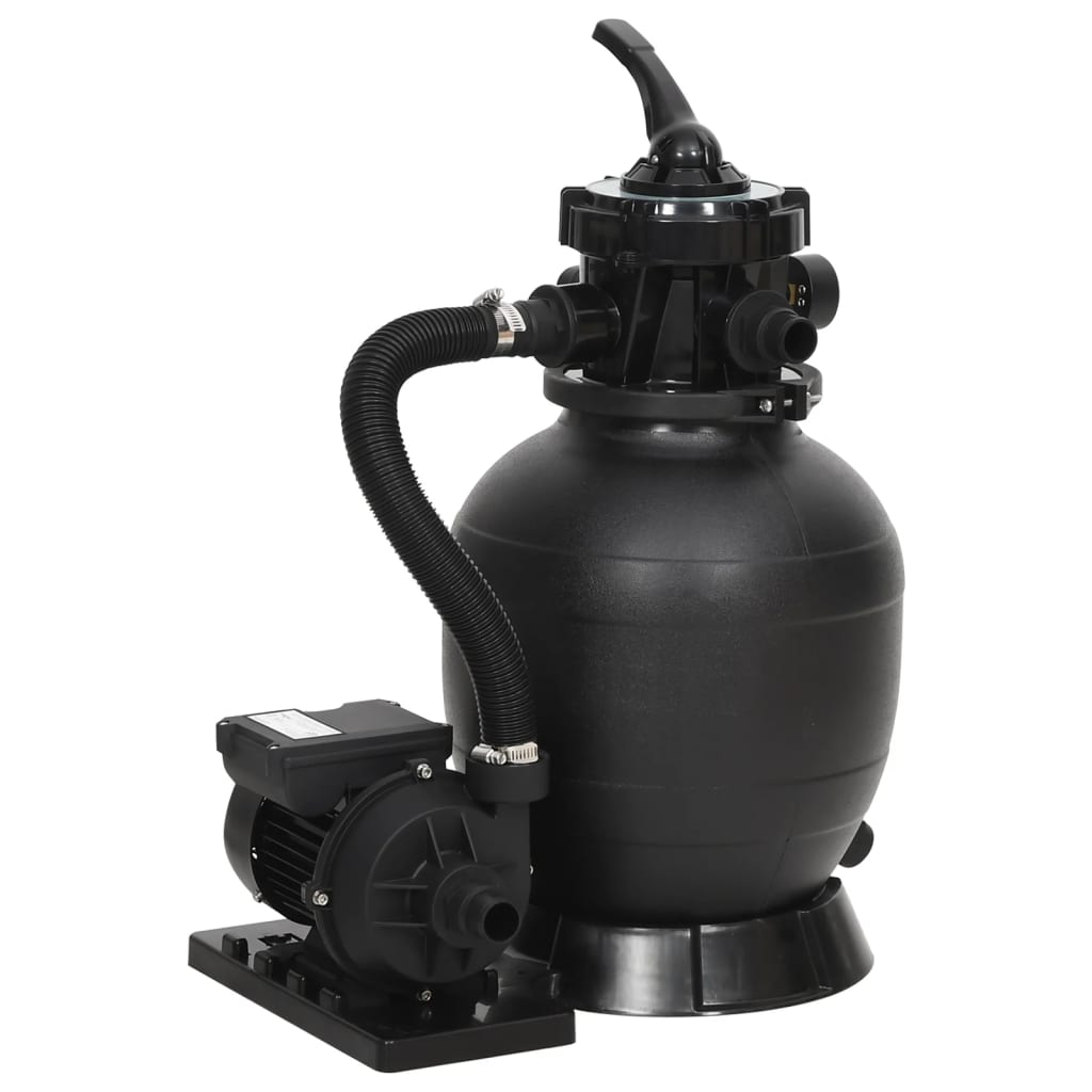 Filtru de nisip pentru piscina cu supapa cu 6 cai, negru