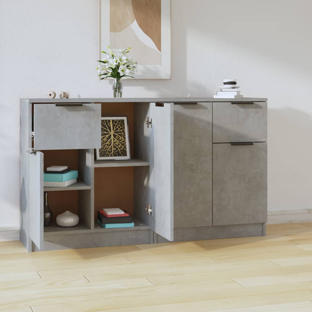Servante, 2 piese, gri beton, 60x30x70 cm, lemn prelucrat — imaginea 3