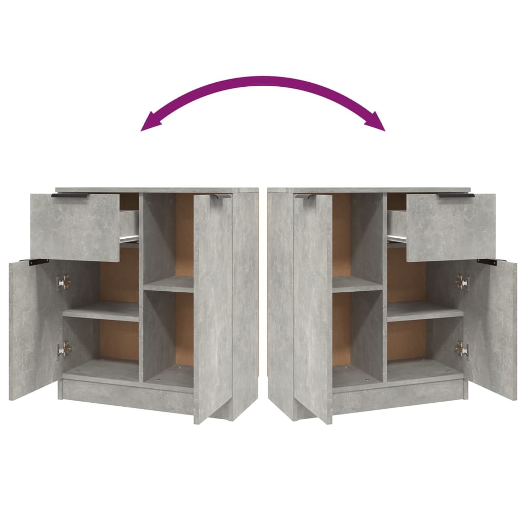Servante, 2 piese, gri beton, 60x30x70 cm, lemn prelucrat — imaginea 10