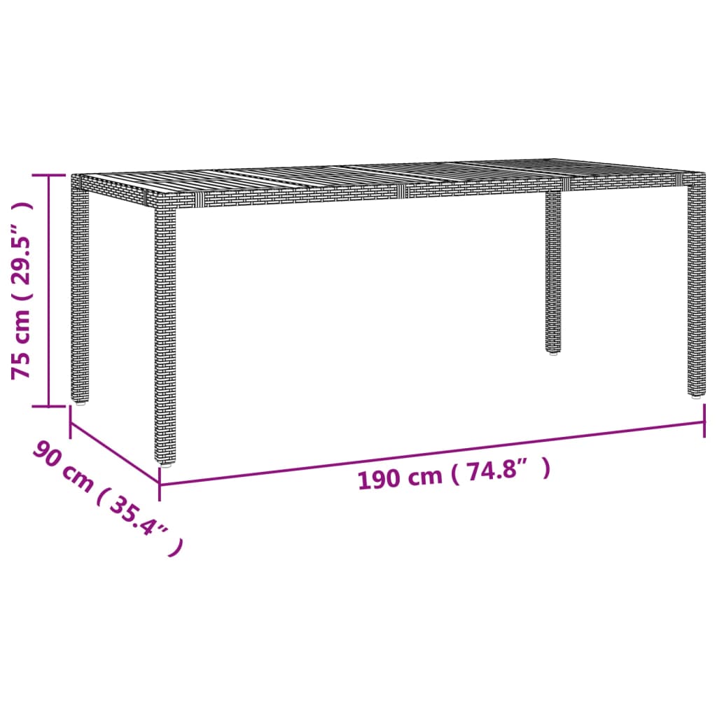 Set de masa pentru gradina 9 piese poliratan/lemn masiv acacia — imaginea 9