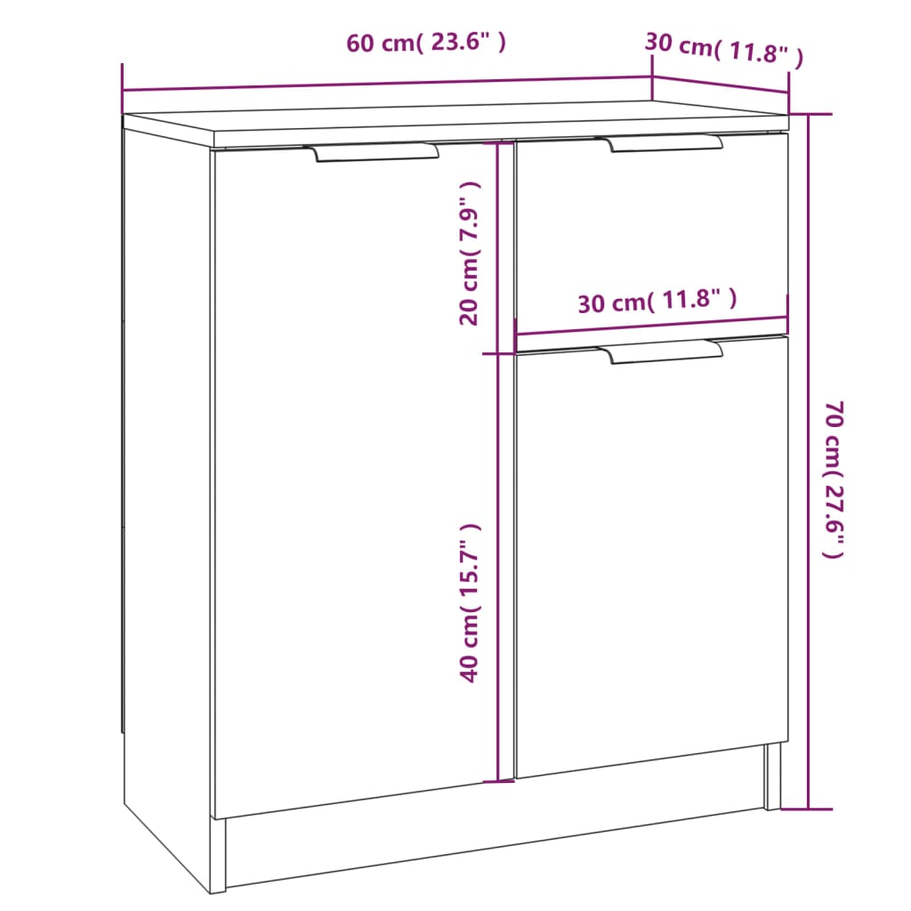 Servante, 2 piese, gri beton, 60x30x70 cm, lemn prelucrat — imaginea 23