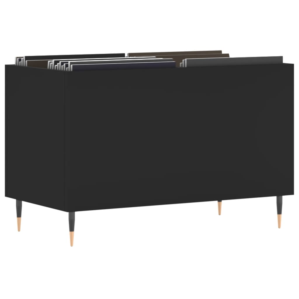 Dulap pentru discuri, negru, 74,5x38x48 cm, lemn prelucrat — imaginea 3