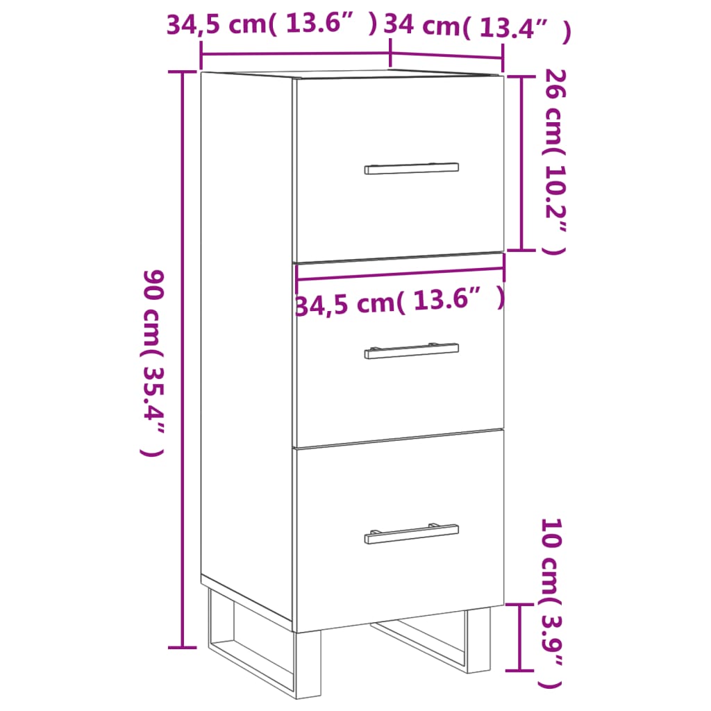 Servanta, gri beton, 34,5x34x90 cm, lemn compozit — imaginea 12