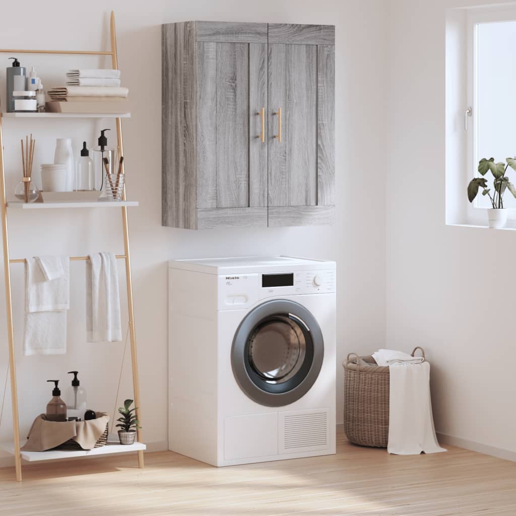 Dulap pe perete, sonoma gri, 69,5x34x90 cm, lemn prelucrat — imaginea 2