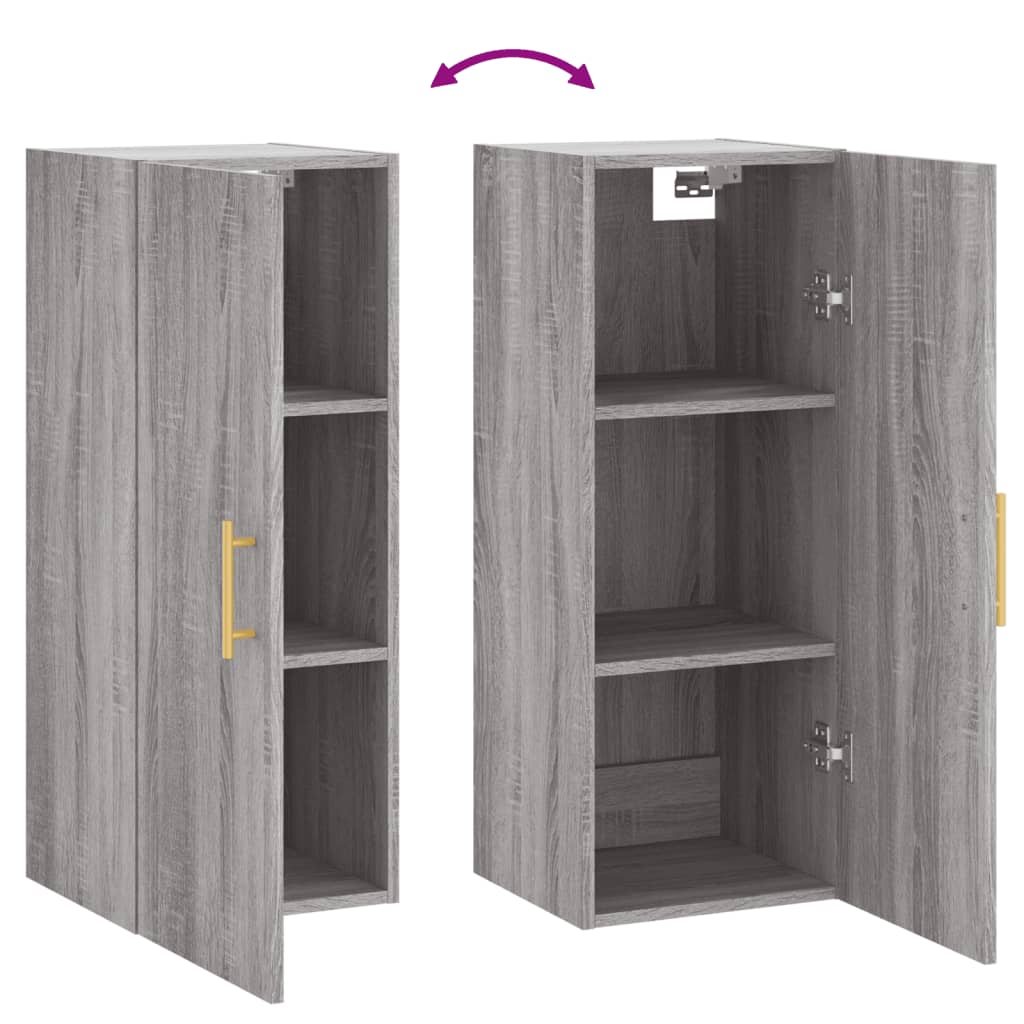 Dulap montat pe perete, gri sonoma, 34,5x34x90 cm — imaginea 10