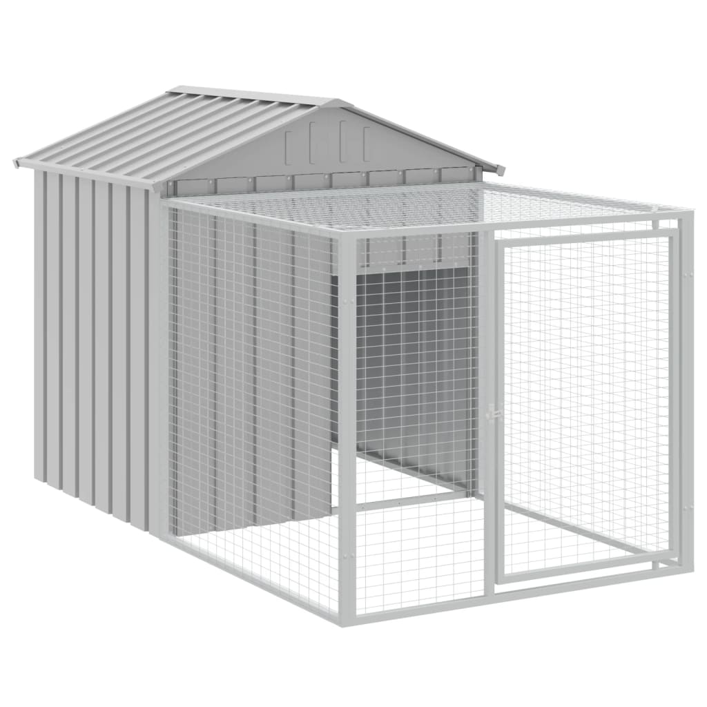 Cotet pui cu incinta gri deschis 117x201x123 cm otel galvanizat