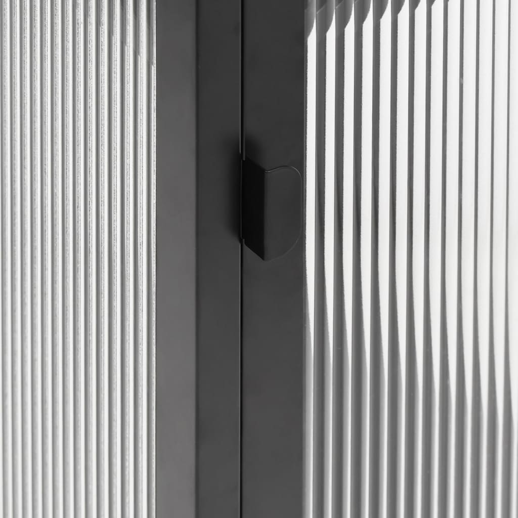 Servanta, negru, 40x35x105 cm, sticla si otel — imaginea 9