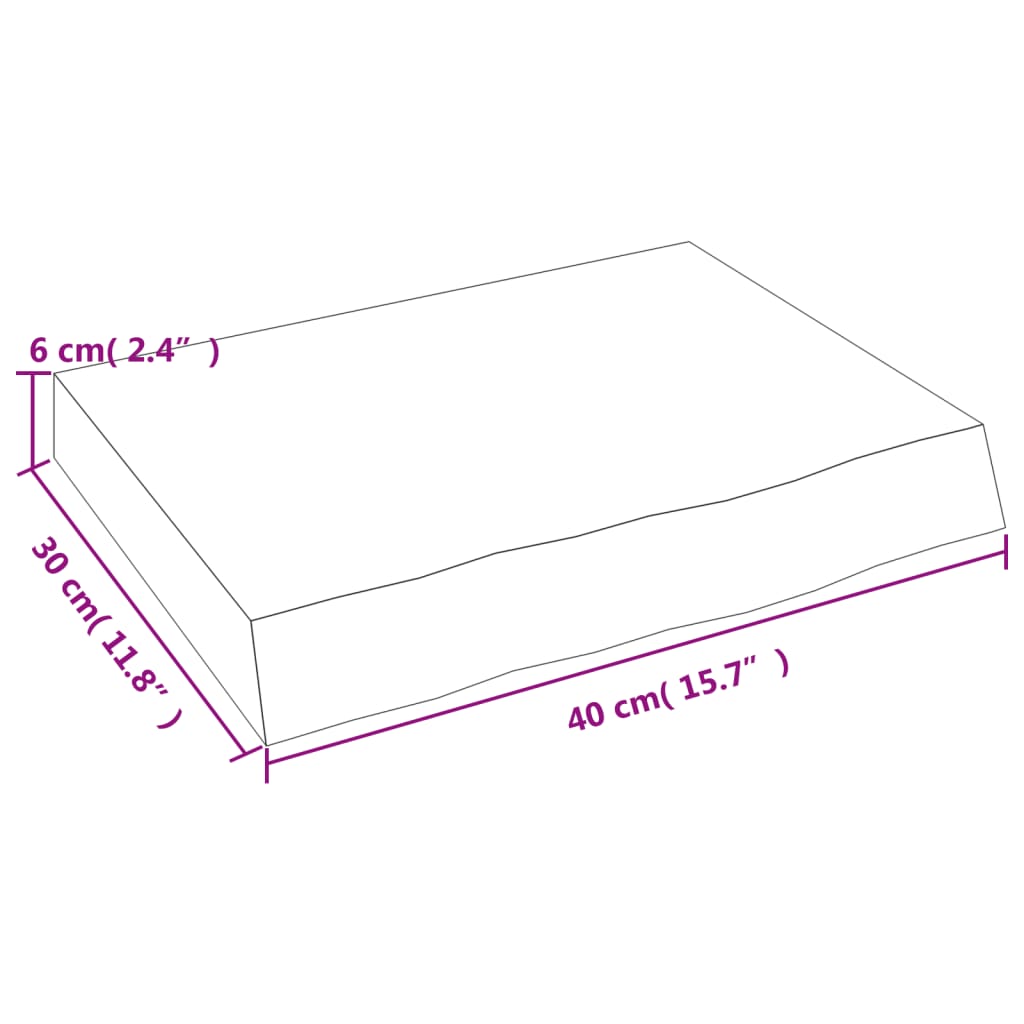 Raft de perete maro inchis lemn masiv stejar tratat, mărime 40x30x6 cm — imaginea 4