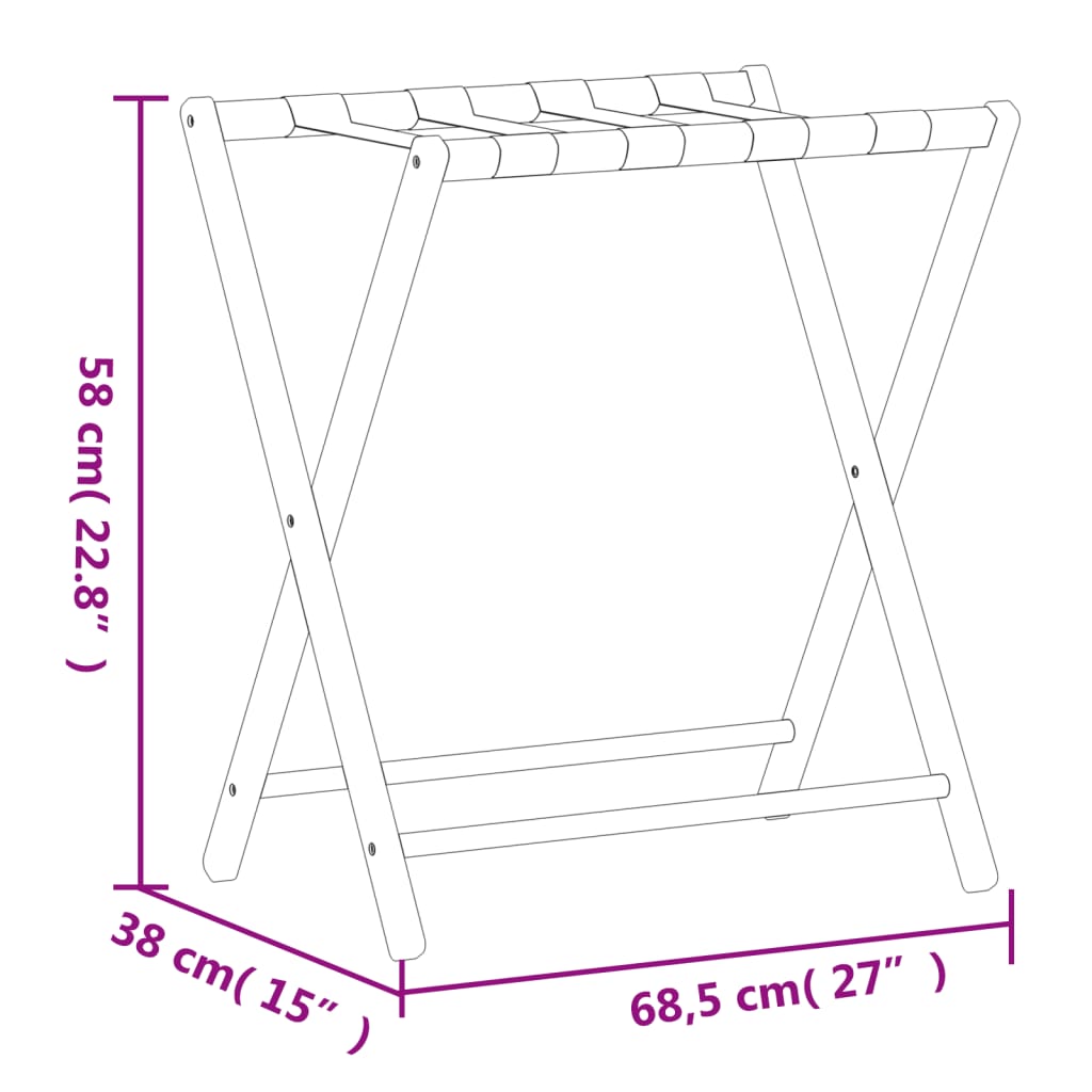 Suport pentru bagaje, negru, 68,5x38x58 cm, bambus - imagine 7