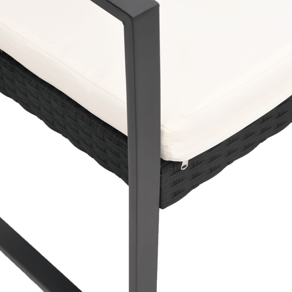Set mobilier de gradina cu perne, 5 piese, negru, PP ratan — imaginea 4