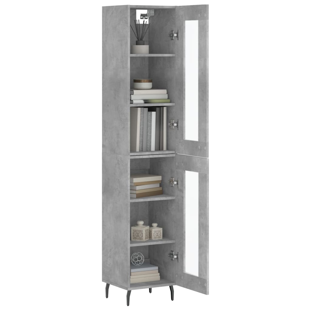 Dulap inalt, gri beton, 34,5x34x180 cm, lemn prelucrat — imaginea 3