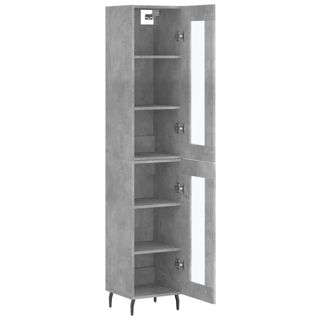 Dulap inalt, gri beton, 34,5x34x180 cm, lemn prelucrat — imaginea 4