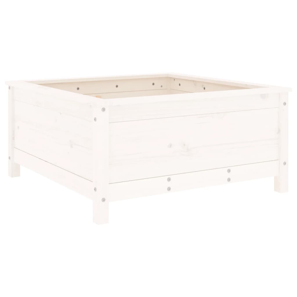 Jardiniera de gradina, alb, 82,5x82,5x39 cm, lemn masiv de pin — imaginea 6