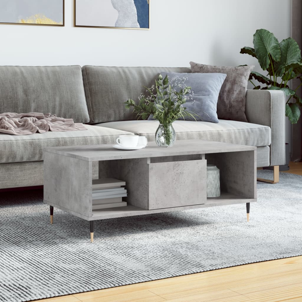 Masuta de cafea, gri beton, 90x50x36,5 cm, lemn compozit — imaginea 2