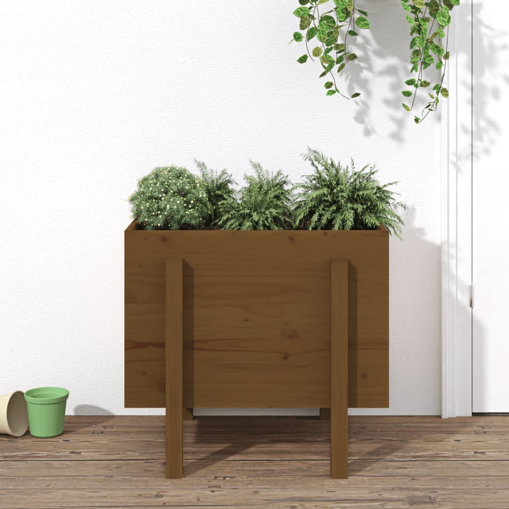 Jardiniera de gradina, maro miere, 62x50x57 cm, lemn masiv pin — imaginea 2