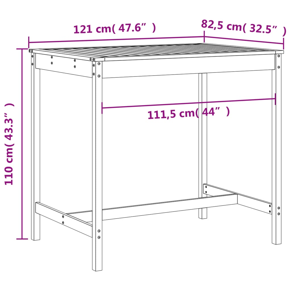 Set mobilier de bar pentru gradina, 5 piese, lemn masiv de pin — imaginea 9