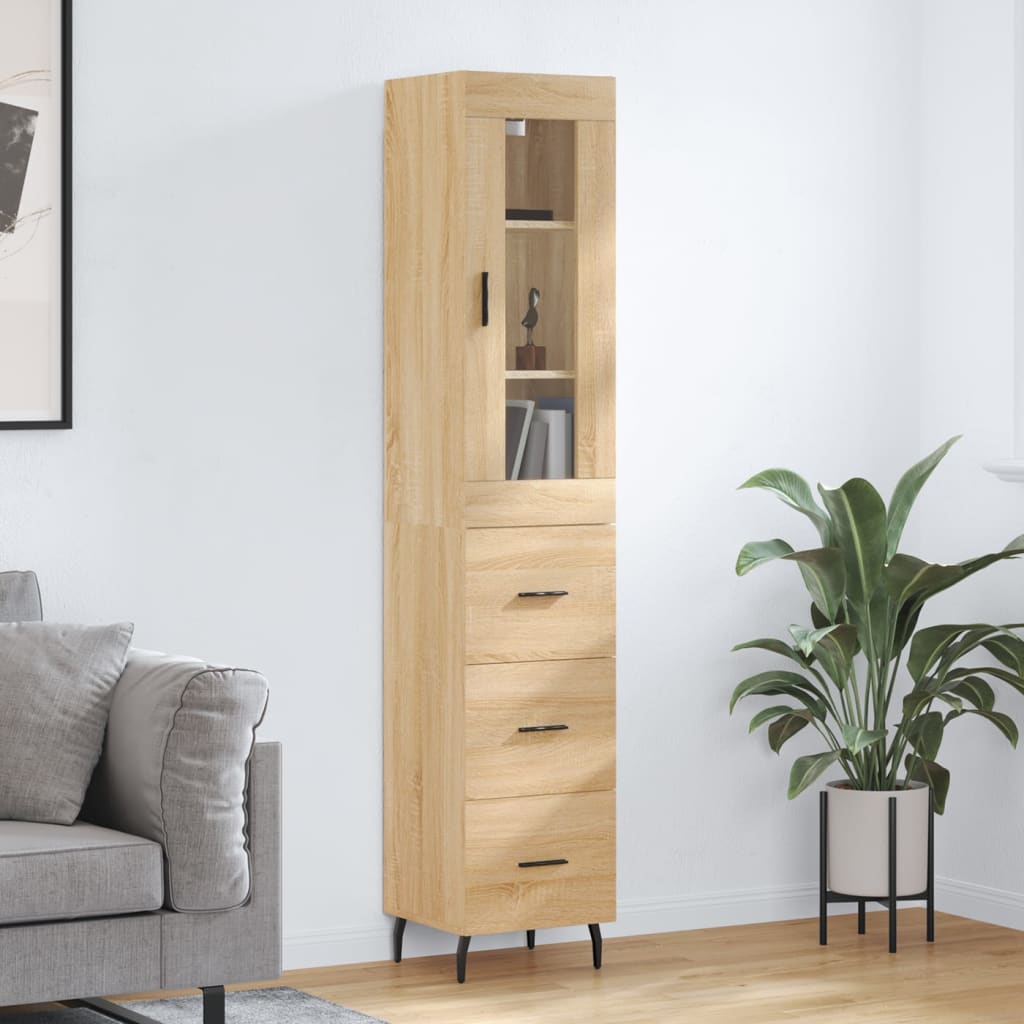 Dulap inalt, stejar sonoma, 34,5x34x180 cm, lemn prelucrat — imaginea 2