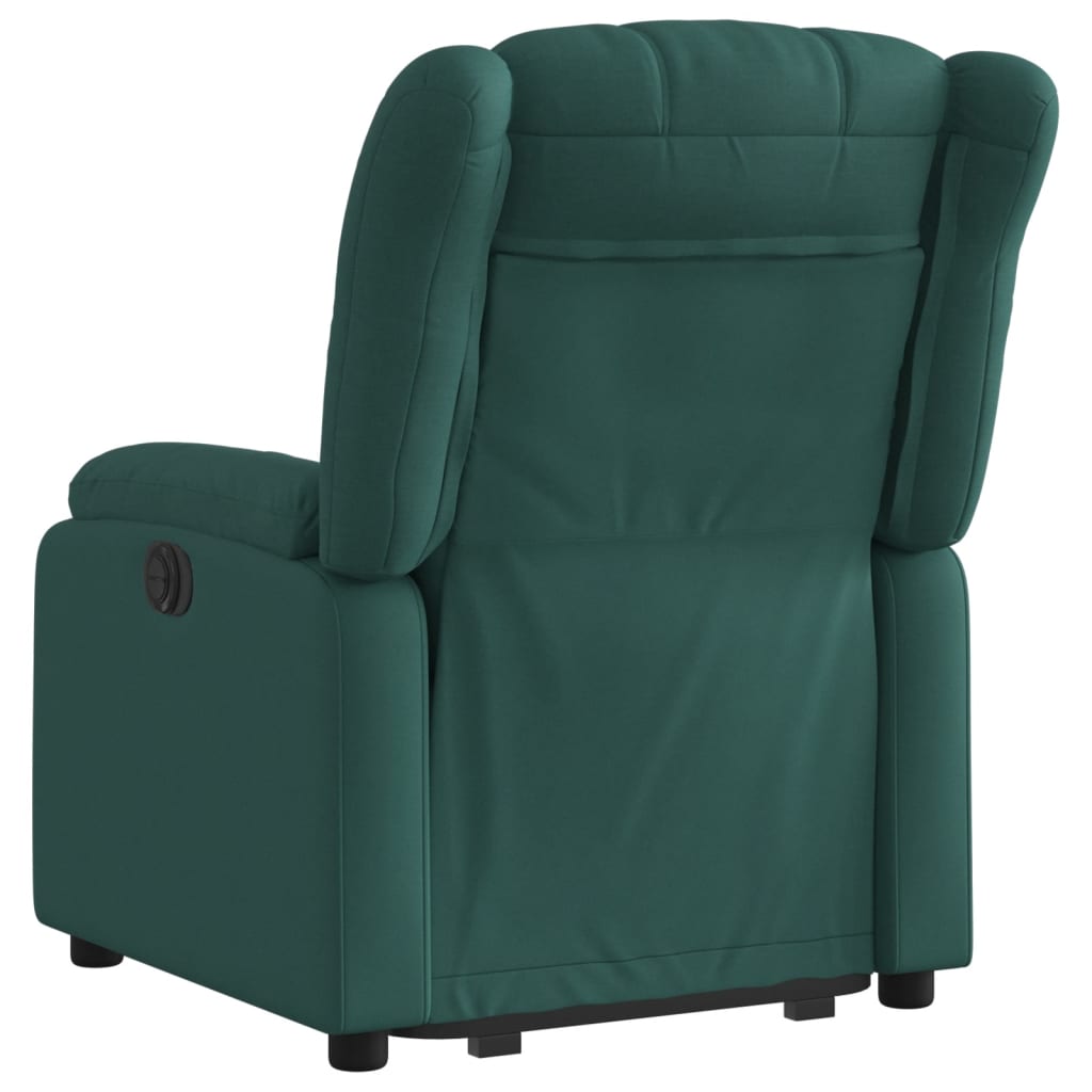 Fotoliu electric rabatabil cu ridicare, verde inchis, textil — imaginea 4