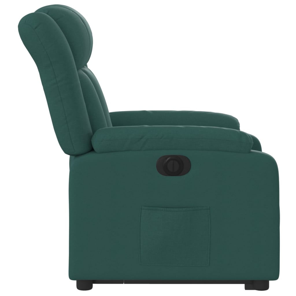 Fotoliu electric rabatabil cu ridicare, verde inchis, textil — imaginea 9