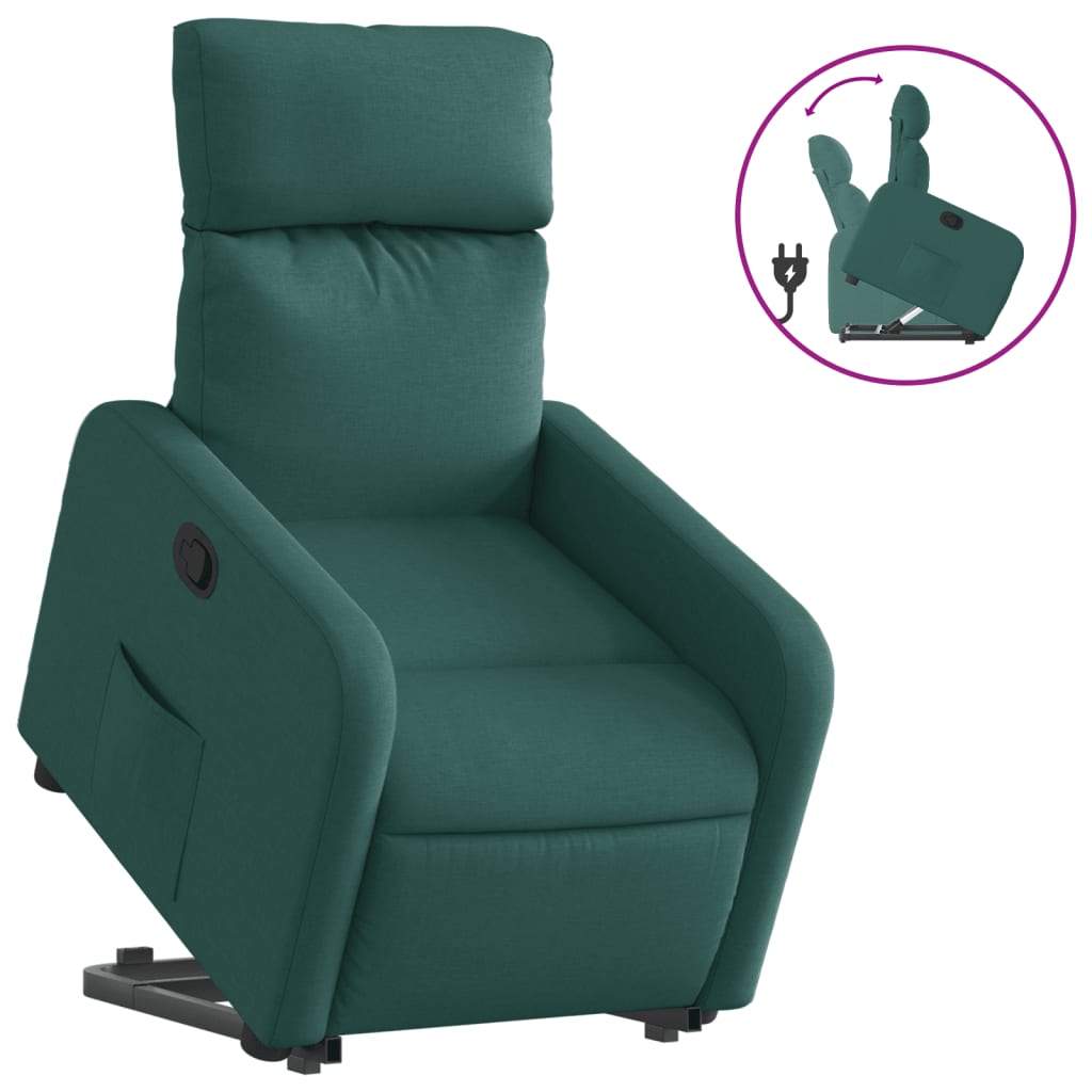 Fotoliu rabatabil ridicare pe verticala, verde inchis, textil