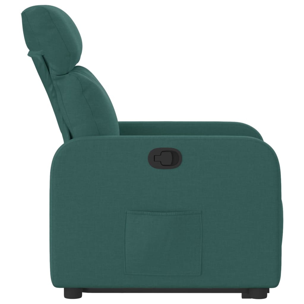 Fotoliu rabatabil ridicare pe verticala, verde inchis, textil — imaginea 9