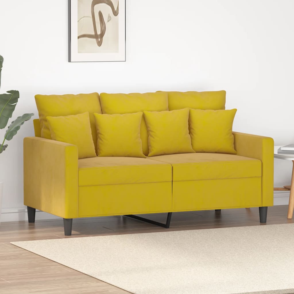 Canapea cu 2 locuri, galben, 120 cm, catifea — imaginea 2