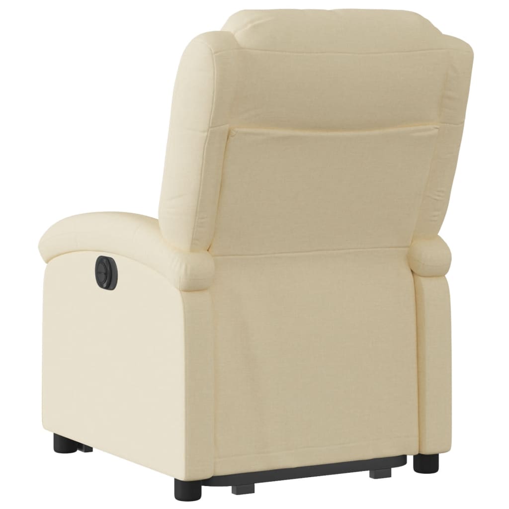 Fotoliu electric rabatabil cu ridicare, crem, textil — imaginea 4