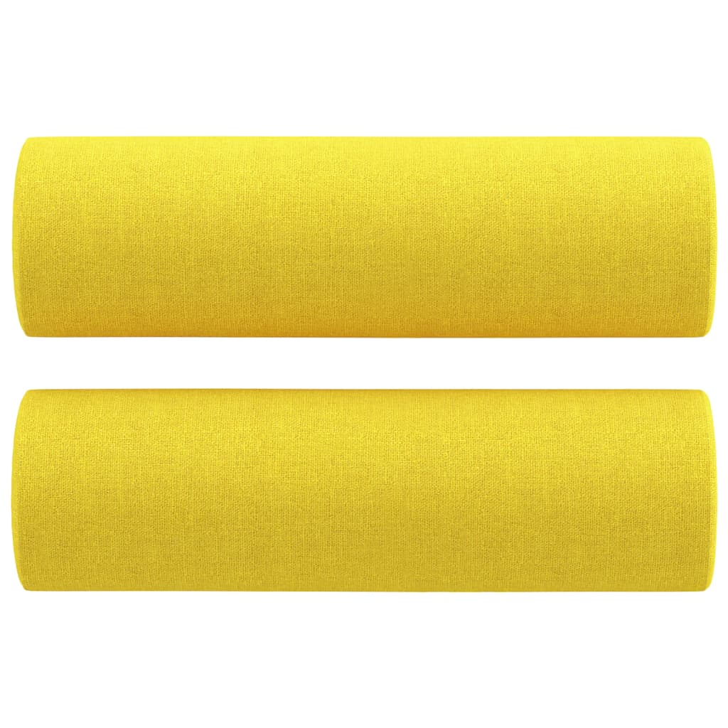 Canapea cu 2 locuri cu pernute, galben deschis, 140 cm, textil — imaginea 5